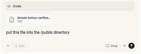 Upload verification file to Lovable